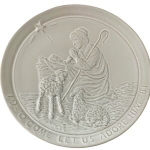 Frankoma Vintage 1981 O’ Come Let Us Adore Him Christmas Pottery Nativity Plate